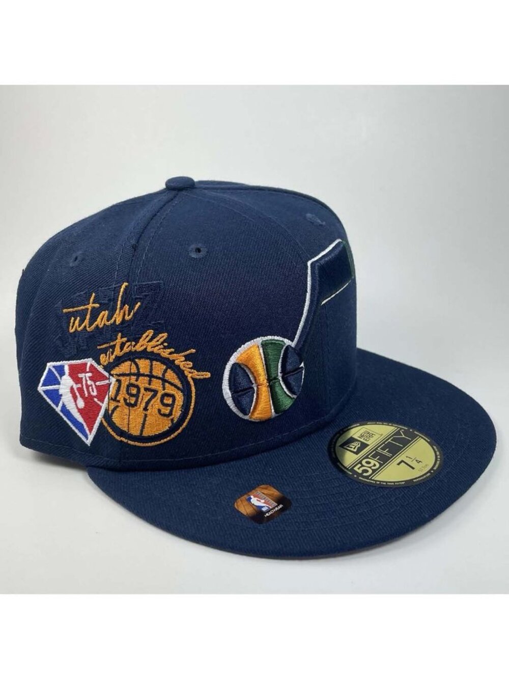Sz 7-1/4 - Utah Jazz New Era 59Fifty Fitted Hat NBA 75 Diamond Cap Navy